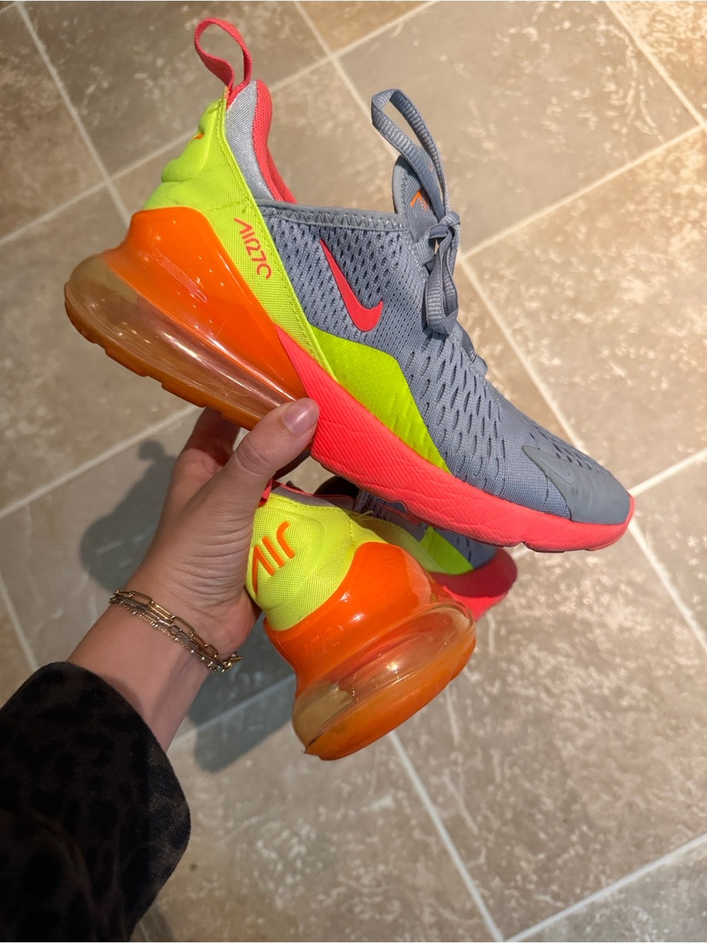 Nike Air Max 270 - Wolf Grey and Hot Punch/Volt colorway